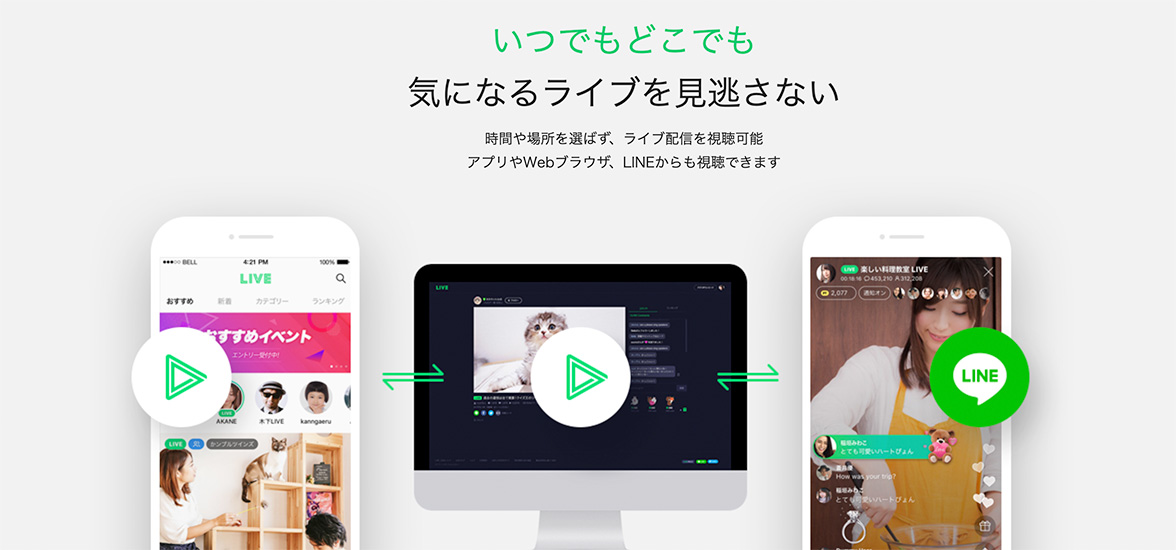 LINEアプリから観られるLINE LIVE