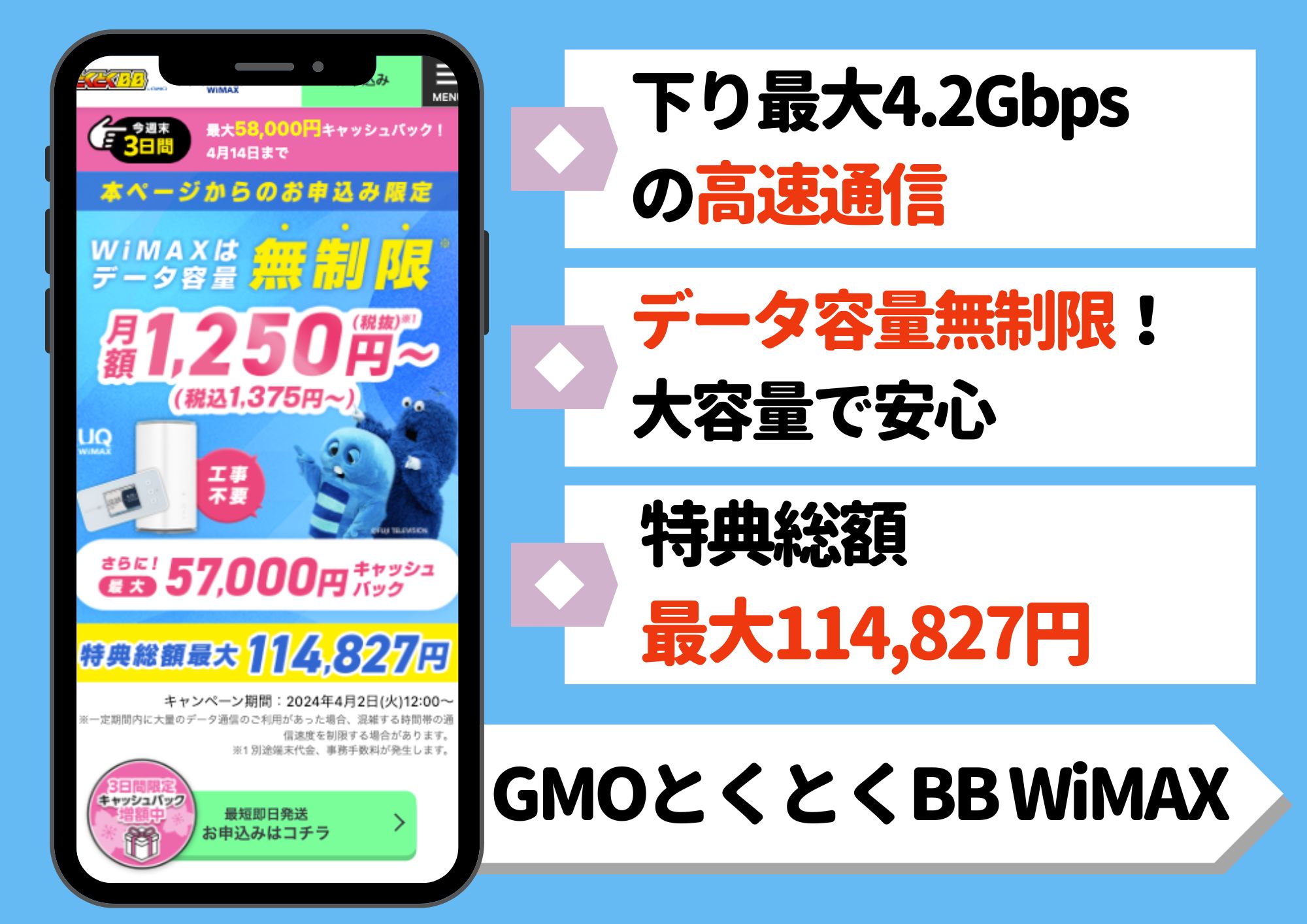 GMOとくとくBB WiMAX 申し込み